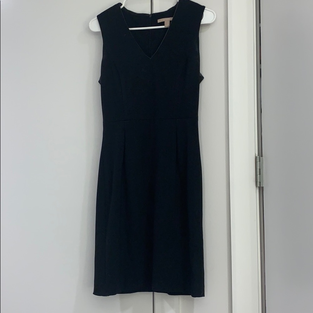 V neck sleeveless black work appropriate dress